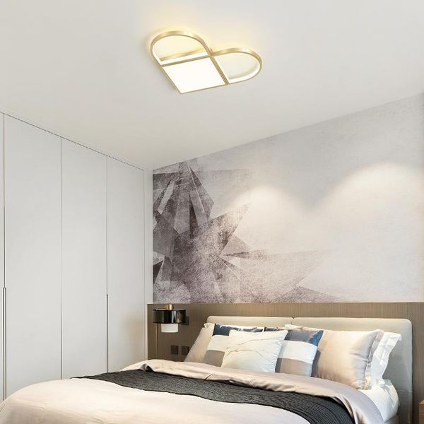 

ceiling lights modern led lamp heart shape golden suspended chandelier decoration for home bedroom study living room lighting fixtures