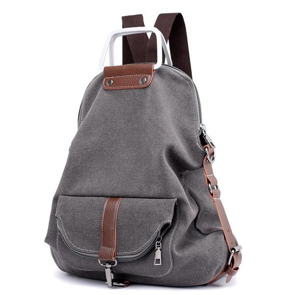 

wash canvas backpack casual sports travel school daily bag with zipper closure -mx8