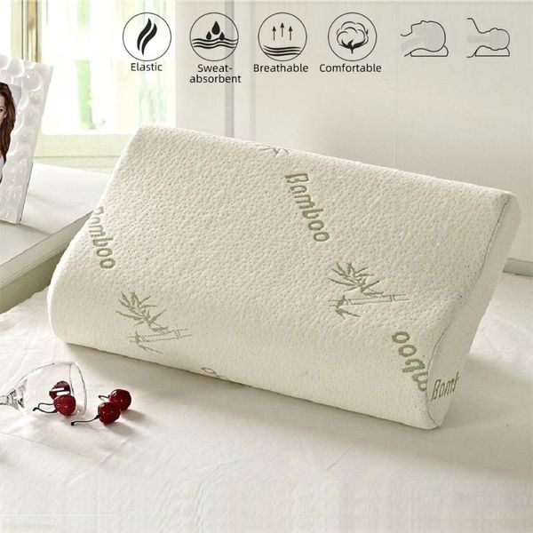 

pillow case bamboo fiber elastic memory foam luxury rebound sleeping firm orthopaedic neck support health cervical 1pc/2pcs