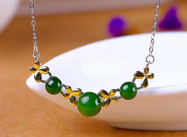 

lockets hetian biyu silver inlay pendant butterfly clavicle chain h1#