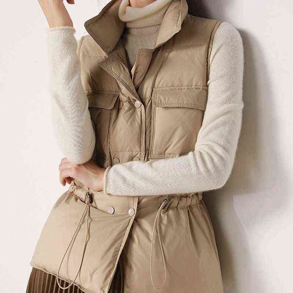 

down vest women 2021 spring and autumn korean short waist fashion stand collar light down et, Black;white