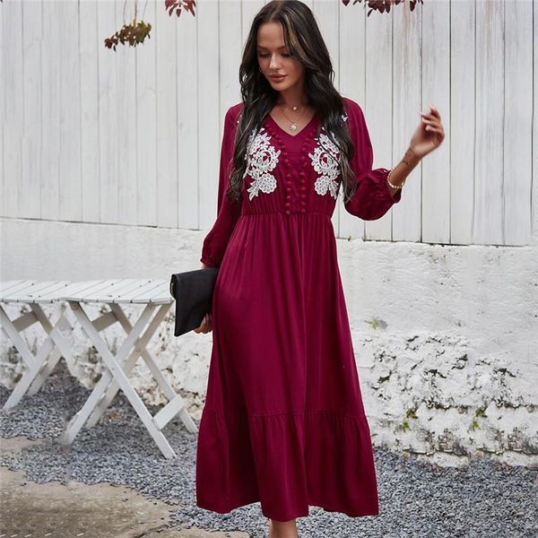 

casual dresses spring summer elegant lace long holiday dress women high waist v neck slim, Black;gray