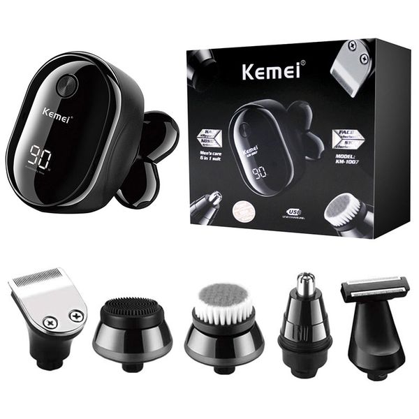 

6in1 face cleaning mens electric shaver rechargeable electric razor for men beard face dry or wet bald shaving machine li-ion