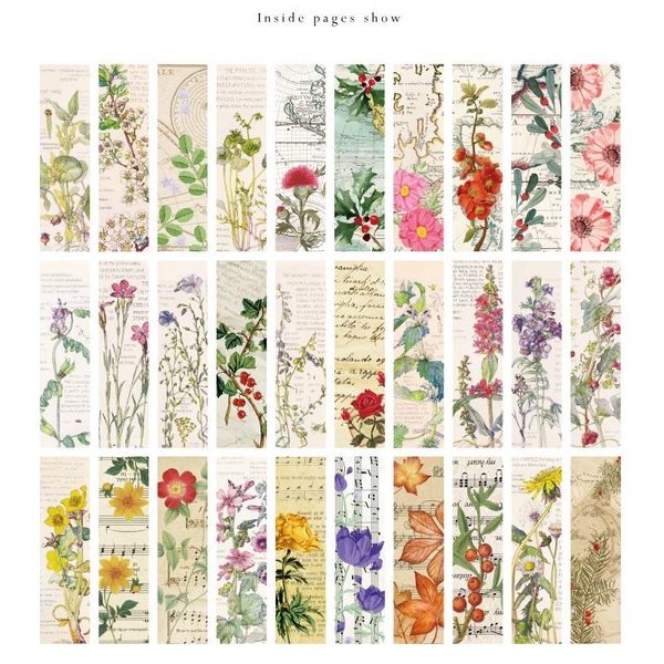 

bookmark 30pcs/set flower world bookmarks for reading books multi floral drawing paper memo card book marker stationery gift school f6484