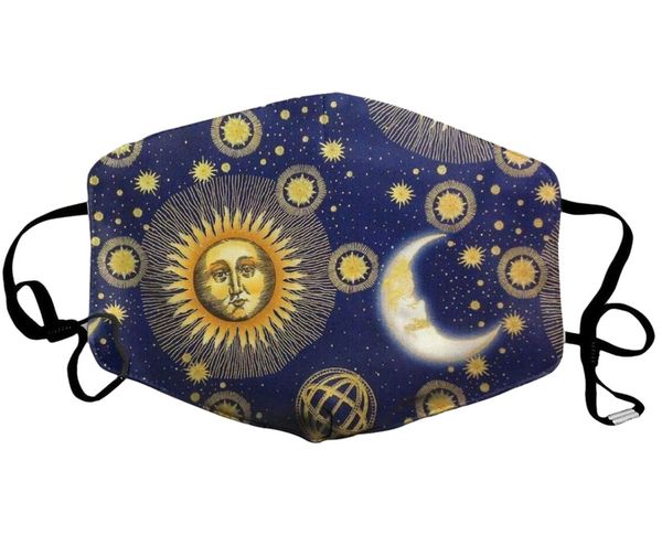 

women's creative cloth men's dust-proof and breathable sun printed mask can put filter