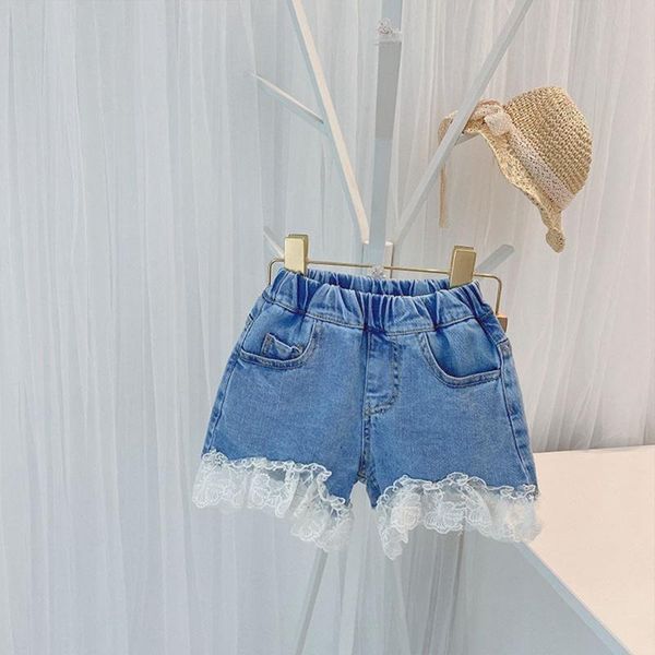 

fashion outfits girls kids princess lace jeans pants summer children baby trousers s12337 shorts, Black