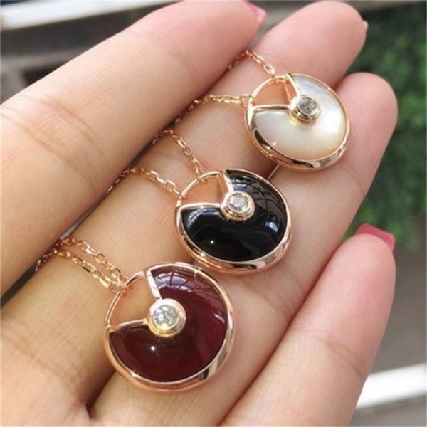 

kajia amulet necklace 925 sterling silver plated 18k gold white fritillaria red agate pendant clavicle chain jdl4
