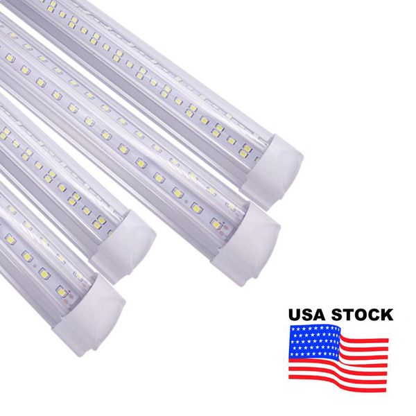 LED Tube Light 8FT V Shape Integrate 4ft 5ft 6ft 8 piedi T8 Dual Dual SMD2835 Tubi Cool Lighting Strip Bar Fixture Usalight