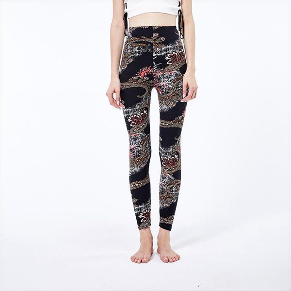 

printed high waist elastic stretch women leggings calzas mujer leggins, Black
