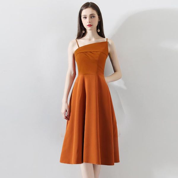 

ethnic clothing solid satin spaghetti strap evening party gown women mini a-line engagement dress elegant night club vestidos de festa, Red