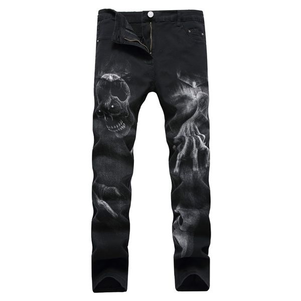 

men's pants plus size 28-42 cowboys moda impresso preto calas de brim dos homens novas ganga homem clssico ocasional 1zo5, Black