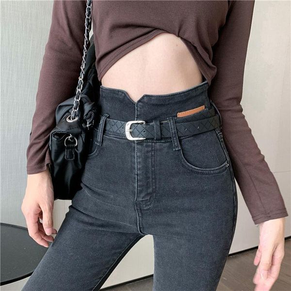 

skinny jeans women button slim ankle-length leisure fashion spring autumn womens all-match chic streetwear korean style women's, Blue
