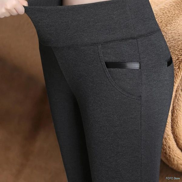 

women's leggings 2021 autumn winter thick warm pants women plus size velvet casual elastic waist korean trousers, Black