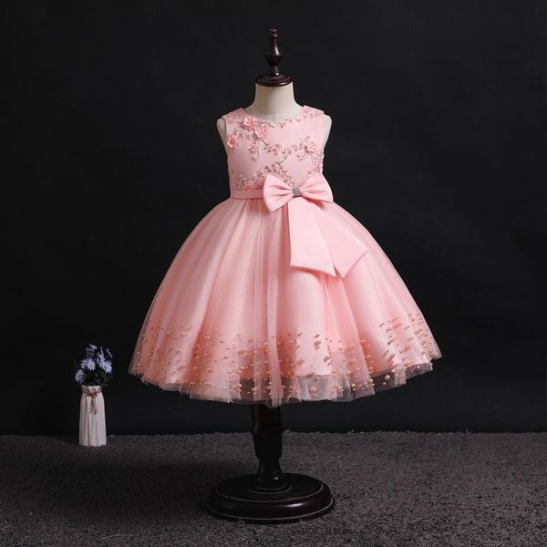 

children's birthday party dress pink puffy mesh cake fluffy princess festival performance girl's dresses, Red;yellow