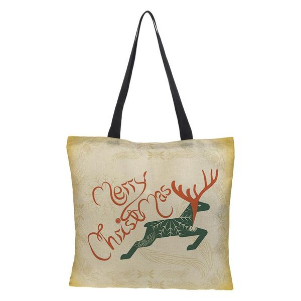 

shopping bags customized ladies shoulder bag double-sided printing letter text high-grade linen foldable reusable casual pattern