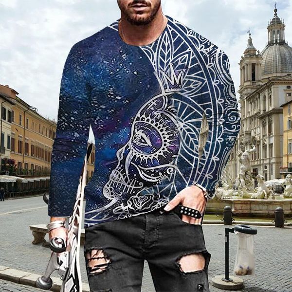 

men's t-shirts halloween oversized t shirt 3d skull printing long sleeve funny men casual o-neck man tee camiseta hombre, White;black