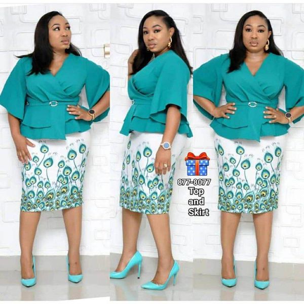 

ethnic clothing 2021 summer african dress slim women's print v-neck lotus + bottoms skirt set dresses, Red