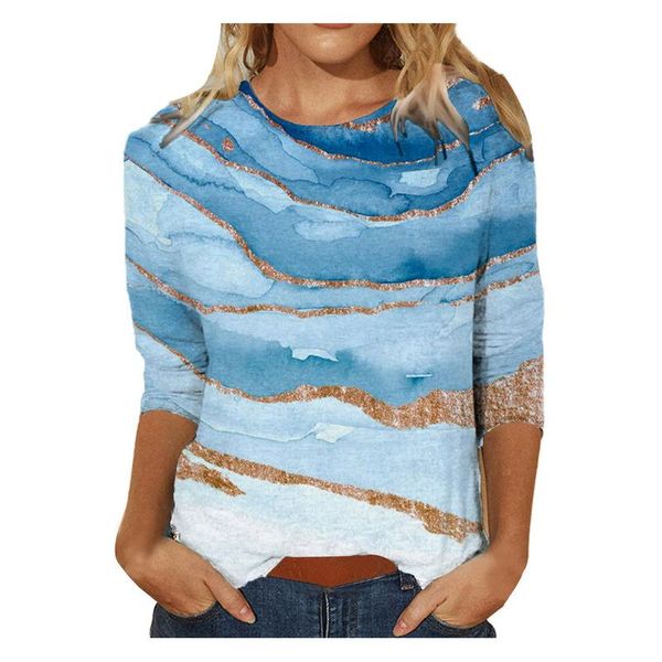 

women's t-shirt 2021 women spring summer o-neck long lseeve casual tie-dye print fashion ladies female chic, White