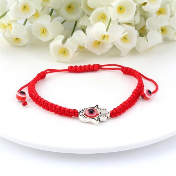 

red rope evil eye palm rope fatima's couple knitting bracelet, Black
