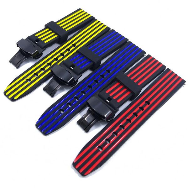 

watch bands accessories bracelet for all flat mouth series silicone band quick release switch ears strap 20 22 24mm, Black;brown