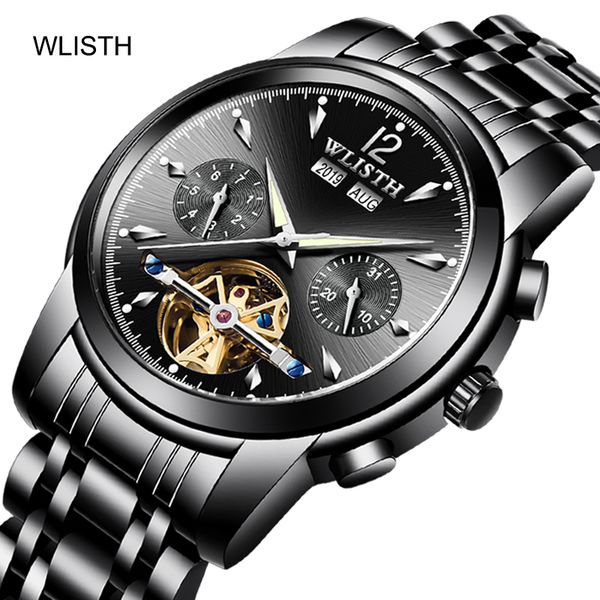 

wlisth brand new fashion lightweight steel belt clock aeroplane wheel automatic mechanical men, Slivery;brown