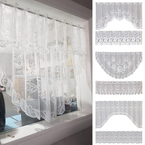 

curtain & drapes enipate 2pcs european white translucent coffee warp knitted curtains kitchen tulle lace sheer jacquard bedroom