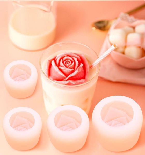 

baking moulds 3d rose silicone mold valentine's day mousse cake mould whiskey coffee ice diy soap candle molds decorating tool
