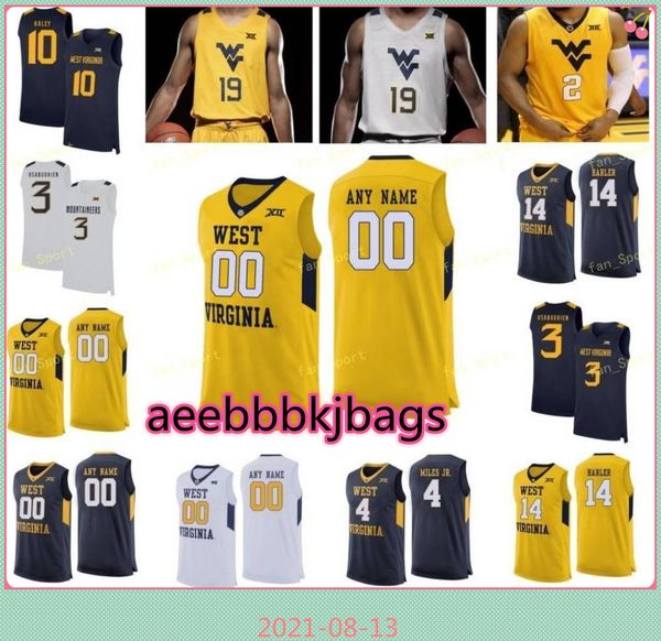 

ncaa college wvu west virginia mountaineers basketball jersey 21 wesley harris 22 sean mcneil 3 gabe osabuohien 30 spencer macke custom stit, Black