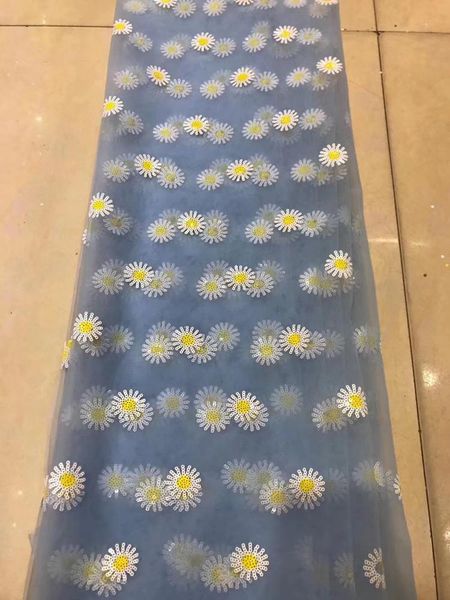 

ribbon fresh and elegant little chrysanthemum embroidery french mesh lace african fabric cute skirt design, Pink;blue