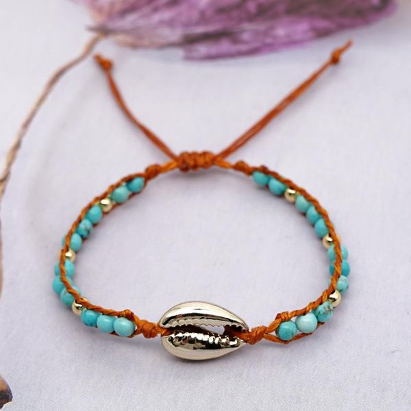 

charm bracelets shinus sea shell bracelet women armband 2021 natural stone jewelry pulseras summer beach adjustable string, Golden;silver