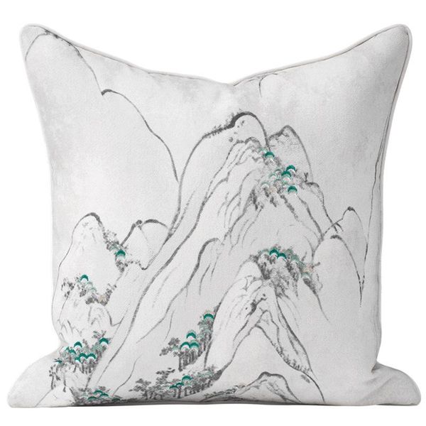 

cushion/decorative pillow dunxdeco couch cushion cover decorative case modern chinese mountain print green embroidered art home soft sofa co