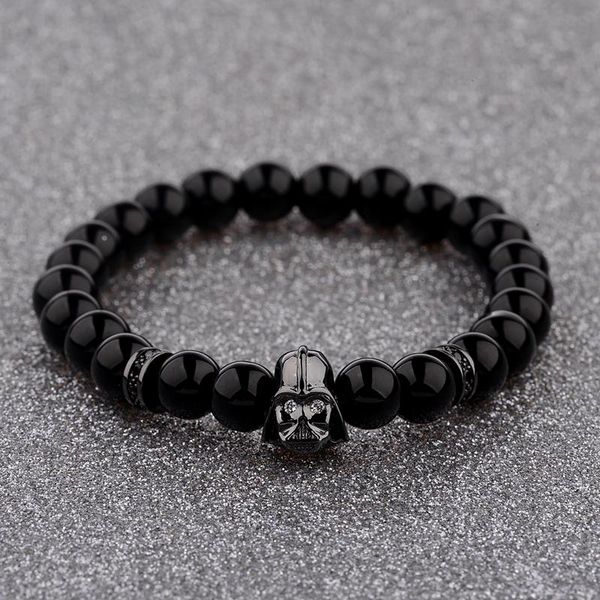

link, chain 2021 charm mens cz beaded bracelets 8mm bright black lava stone