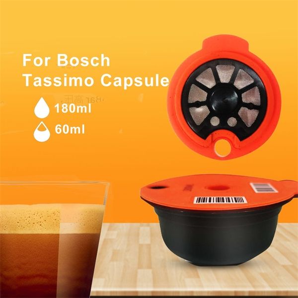 ICafilas 180/60 ml nachfüllbare Kaffeekapseln für BOSCH-s Maschine Tassimoo wiederverwendbarer Kaffeepad-Crema-Maker umweltfreundlich 210712