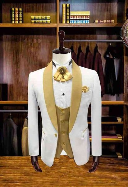 

men's suits & blazers 3 pieces mens with pants slim fit wedding mentuxedo groom groomsman man terno masculino jacket pant ves, White;black