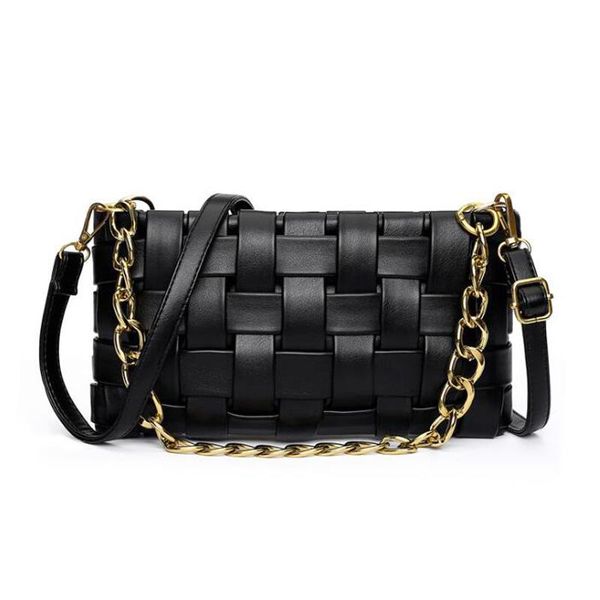 

shoulder bags luxury designer crossbody for women fashion woven handbags pu leather flap chain bag solid ladies messenger