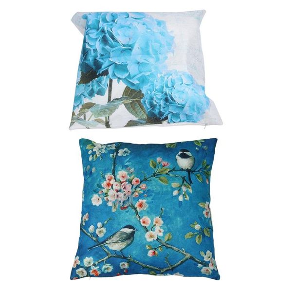 

pillow case 2 pcs car sofa cushions pillowcase cherry blossom branch bird & teal hydrangea