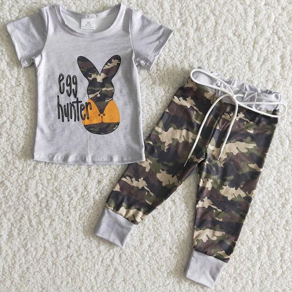 

fashion kids designer clothes boys short sleeve camo bunny easter toddler baby clothing wholesale children, White