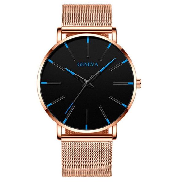 

wristwatches geneva men's business watches ultra thin quartz watch stainless steel mesh big dial classic montre homme, Slivery;brown
