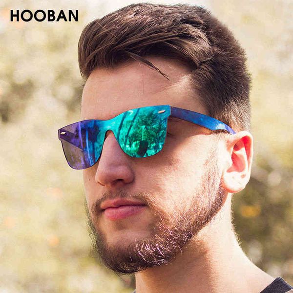 

hooban fashion rimless sunglasses men vintage square one-piece lens sun glasses stylish brand woman sunglass oculos de sol, White;black