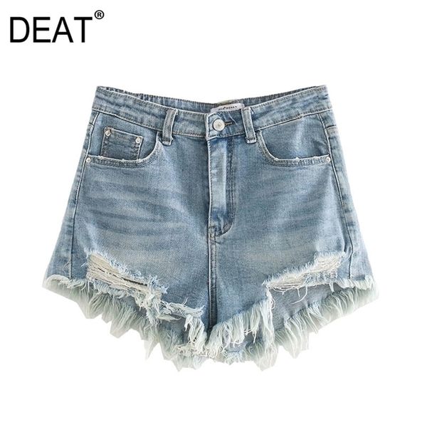 

[deat] summer fashion short pants loose high waist solid color personality denim shorts women 13c924 210527, White;black