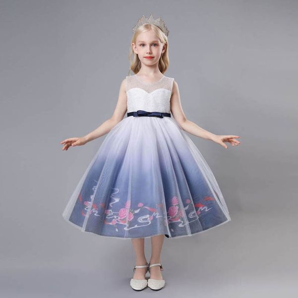 

girls dresses princess kids clothes children clothing wear childrens wedding long skirt party birthday dress b7648, Red;yellow