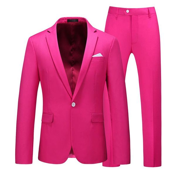 

men's suits & blazers red solid wedding 2 pcs for men button groom business casual suit piece male dress gentleman party tuxed, White;black