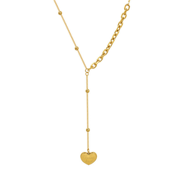 

simple gold color titanium steel chain necklace for women heart tassel 18k short clavicle fashion jewelry 2021 chains, Silver