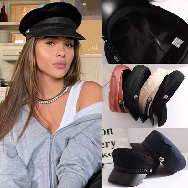 

dt044 fashion women men military hat lent herf sailor hats black ladies baret caps flat captain cap travel cadet hat, Blue;gray