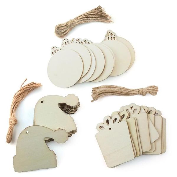 

christmas decorations wooden diy tree pendants gift box round xmas hat shaped drop ornaments crafts home garden decorative supplies 10pcs