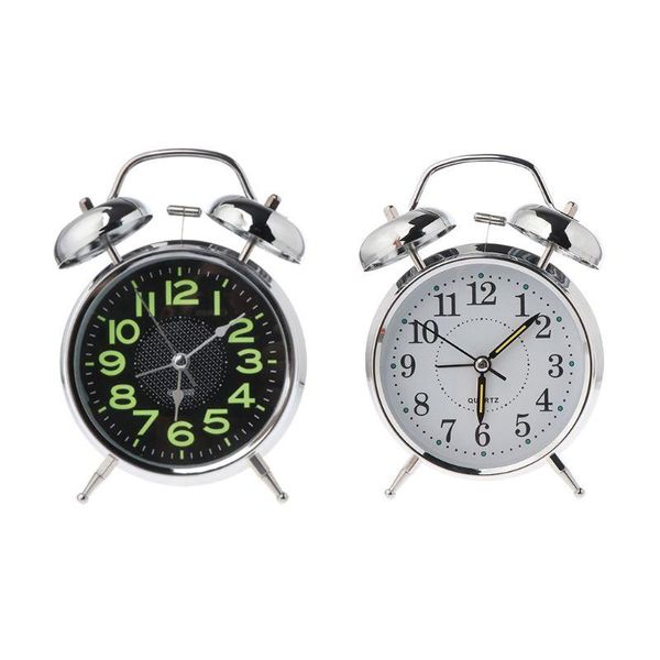 

other clocks & accessories retro deskmechanical alarm clock luminous night light twin bell silent metal digital bedroom home decoration