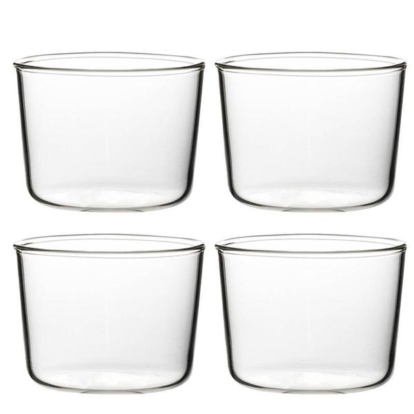 

4pcs 200 simple glass cupcake cups dessert reusable drink disposable & straws