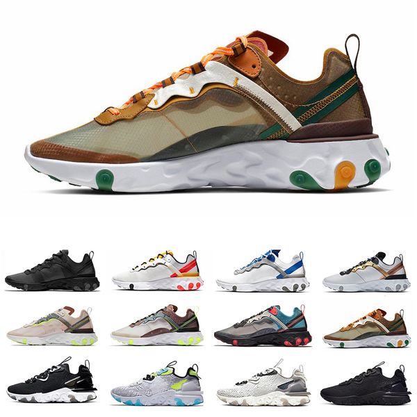 

react vision 87 55 mens running shoes sneakers light orange peel green mist sail metallic iridescent schematic orange 55s trainers sports sh