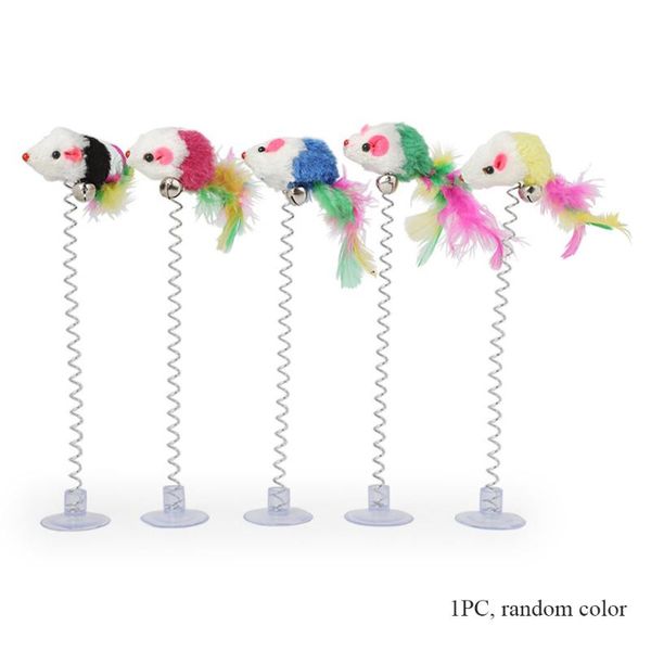 

cat toys 1pc toy stick feather wand with bell mouse cage plastic artificial colorful teaser pet supplies accessories