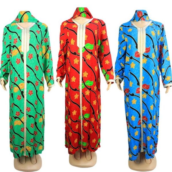 

ethnic clothing dubai europe and the middle east bright-coloured color printing leisure dress ethical wind muslim women's, Red